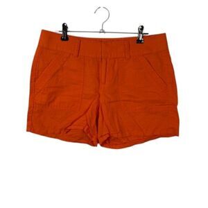 Banana Republic Rio Linen Blend Shorts Bright Mandarin Orange Size 0